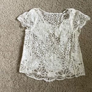 Ivory lace short sleeve top